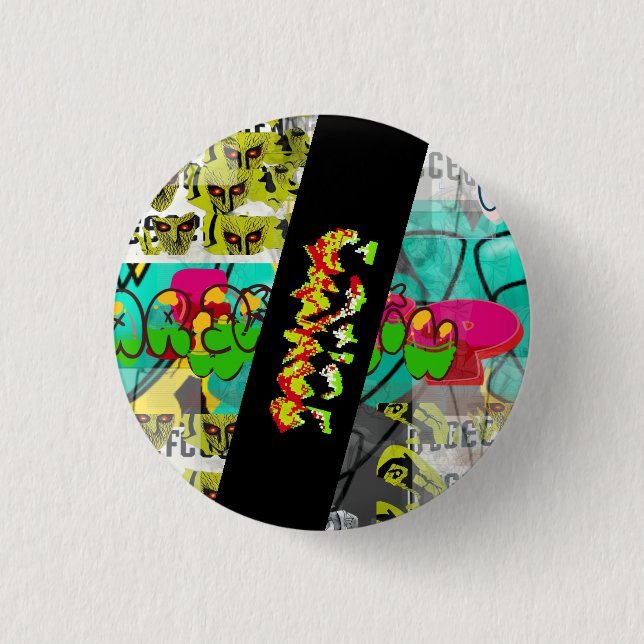 By Deception League "Neo-Rasta Graffiti" 3 Cm Round Badge (Front)
