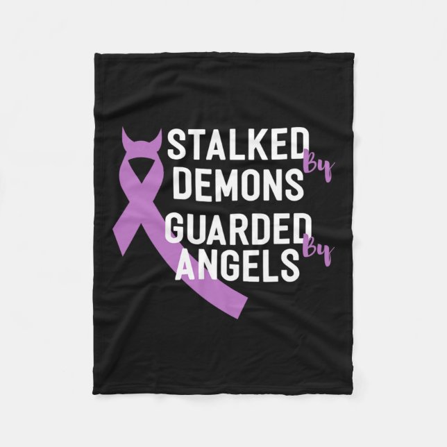 By Demons Guarded By Angels End Addiction  Fleece Blanket (Front)