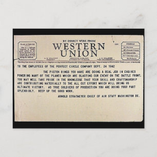 By Direct Wire From Western Union Postcard