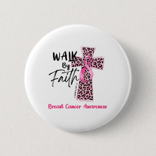 By Faith Breast Cancer Awareness Christian Jesus W 6 Cm Round Badge