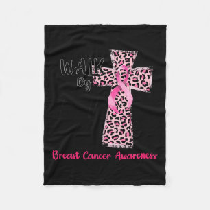 By Faith Breast Cancer Awareness Christian Jesus W Fleece Blanket