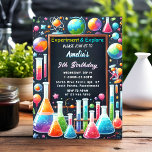 By Fun Lab Kids Geek Nerd Mad Science 9th Birthday Invitation<br><div class="desc">Get ready for a blast with our "Fun Lab Kids Geek Nerd Mad Science 9th Birthday Invitation"! Perfect for young science enthusiasts, this vibrant and quirky design sets the stage for an unforgettable mad science-themed party. The playful elements and colourful graphics will excite your guests and ensure a celebration full...</div>