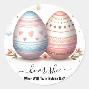By Games Oh Baby Joint Dual Two Twin Gender Reveal Classic Round Sticker