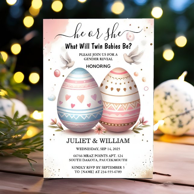 By Games Oh Baby Joint Dual Two Twin Gender Reveal Invitation (Creator Uploaded)