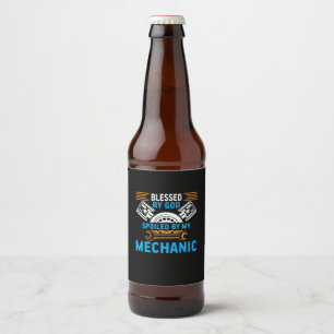 By God By Mechanic Beer Bottle Label