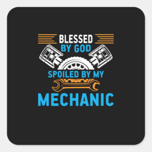 By God By Mechanic Square Sticker
