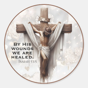 By His Wounds We Are Healed Crucifixion Artwork Classic Round Sticker