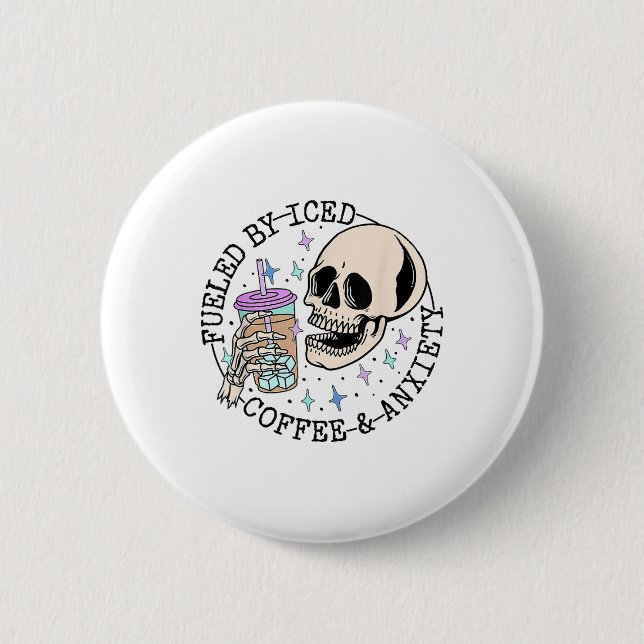 By Iced Coffee And Anxiety Mental Health Awareness 6 Cm Round Badge (Front)