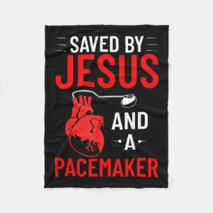 By Jesus And A Pacemaker Heart Disease Awareness F Fleece Blanket