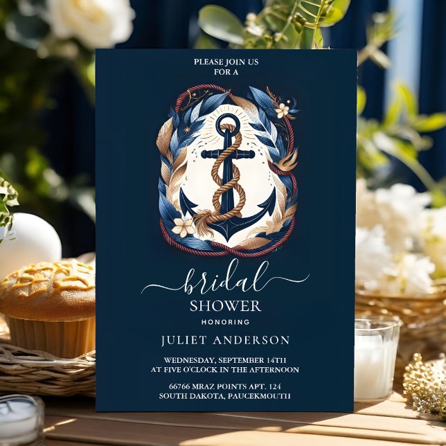 By Knot Boat Ship Navy Blue Nautical Bridal Shower Invitation (Creator Uploaded)