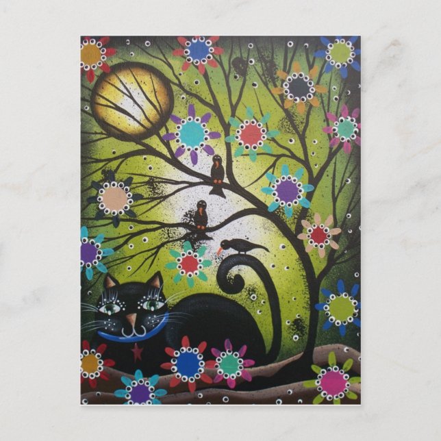 By Lori Everett_ Day Of The Dead,Mexican,Black Cat Postcard (Front)