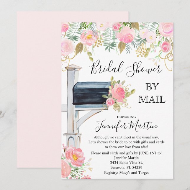 By Mail Bridal Shower Invitation (Front/Back)