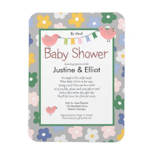By Mail Flowers and Birds Girls Baby Shower Magnet