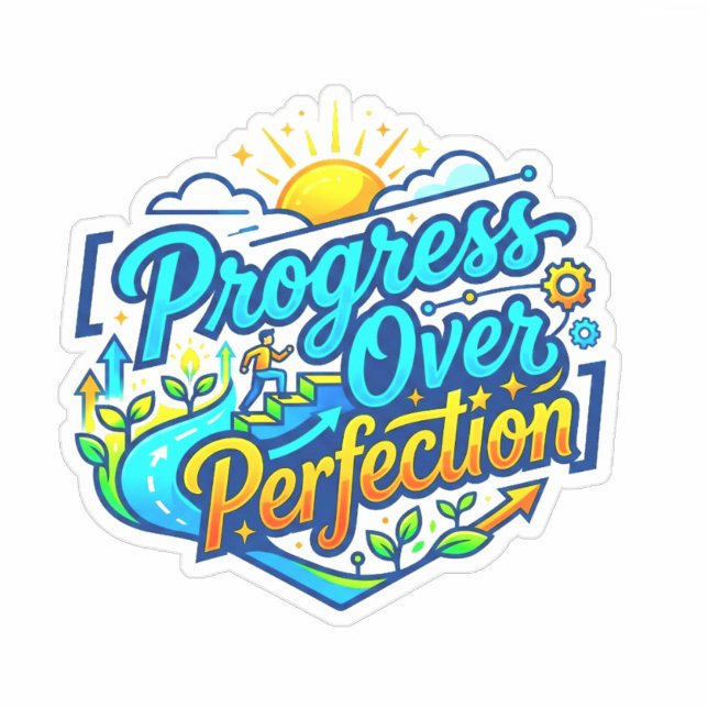 By Motivational Teacher | Progress Over Perfection (Perfect for planners, laptops, or water bottles, the "Progress Over Perfection" sticker )