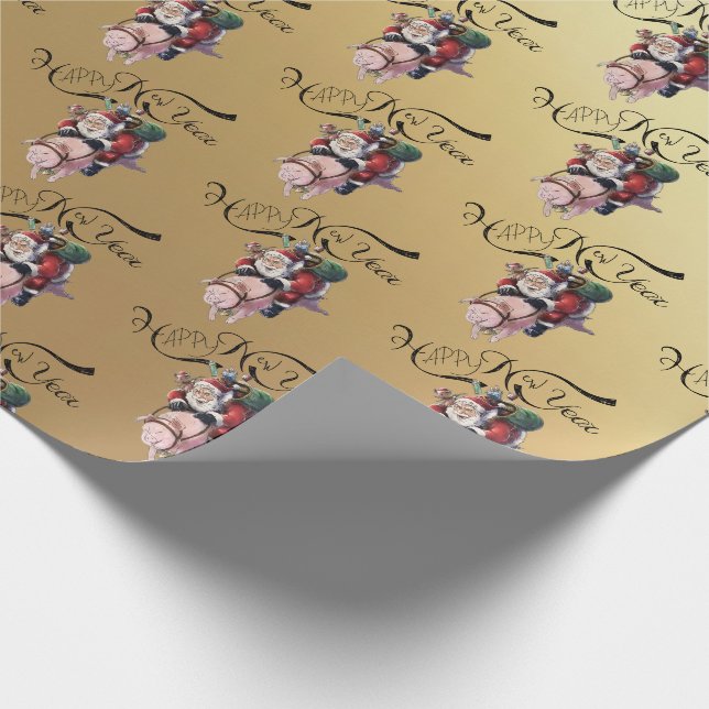 by Papa Noel dorado Wrapping Paper (Corner)