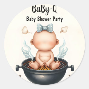 By Plaid Babyq Fun Food Steak Beef Bbq Baby Shower Classic Round Sticker