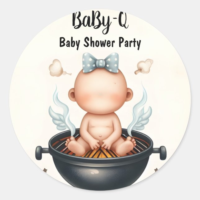 By Plaid Babyq Fun Food Steak Beef Bbq Baby Shower Classic Round Sticker (Front)