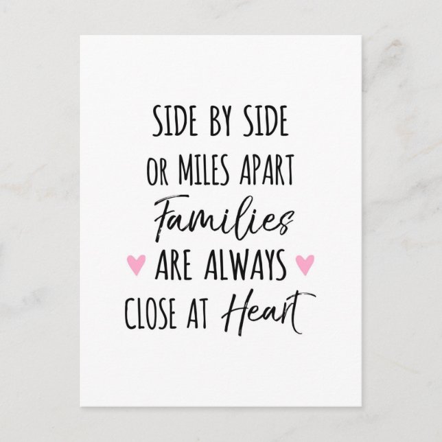 By Side or Miles Apart Families are Close at Heart Postcard (Front)