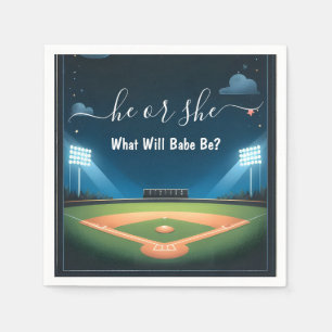 By Team Ball Game Pitch Fun Baseball Gender Reveal Napkin