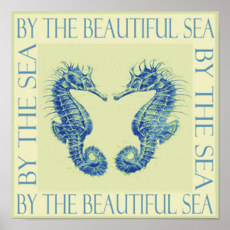 by the beatiful sea- yellow seahorses poster