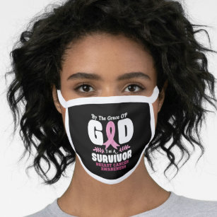 By The Grace God Im A Survivor Breast Cancer Face Mask