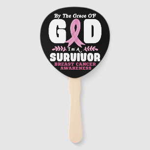 By The Grace God Im A Survivor Breast Cancer Hand Fan
