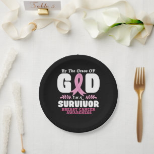 By The Grace God Im A Survivor Breast Cancer Paper Plate