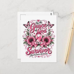 By The Grace God I'm A Survivor Breast Cancer Postcard