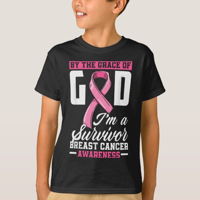 By The Grace God I'm A Survivor Breast Cancer Surv T-Shirt (Front)