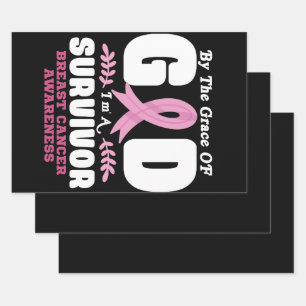 By The Grace God Im A Survivor Breast Cancer Wrapping Paper Sheet