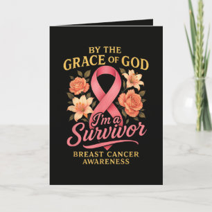 By The Grace Of God Breast Cancer Survivor Faith Holiday Card
