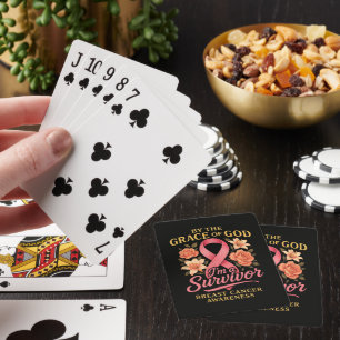 By The Grace Of God Breast Cancer Survivor Faith Playing Cards