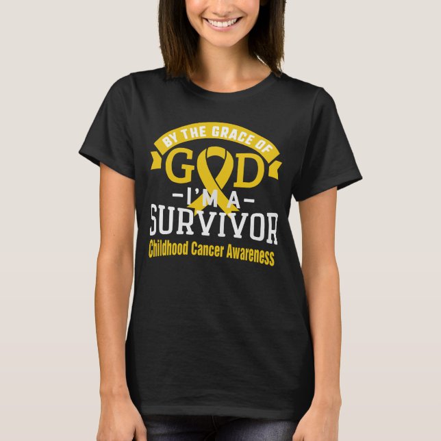 By the Grace of God Childhood Cancer Survivor T-Shirt (Front)