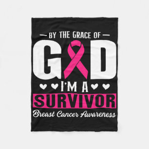 By The Grace Of God I Am A Survivor Breast Cancer Fleece Blanket
