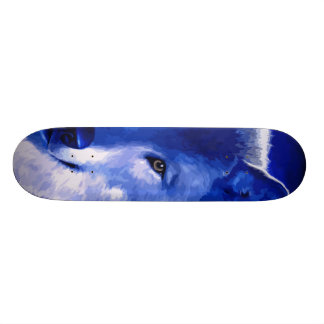 By The Light Of The Moon Blue Wolf Skateboard
