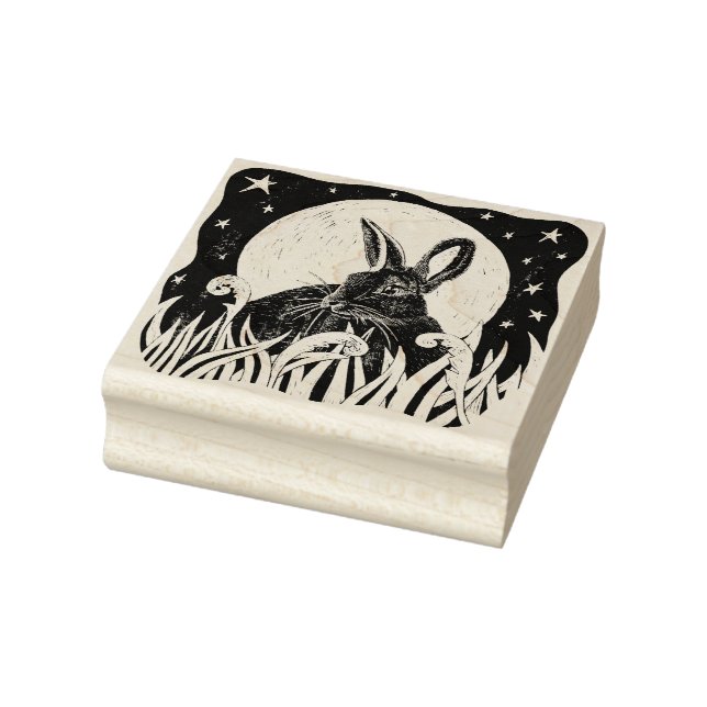 By the light of the moon, rabbit rubber stamp (Stamp)