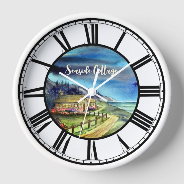 By the light of the silvery moon watercolor clock (Front)