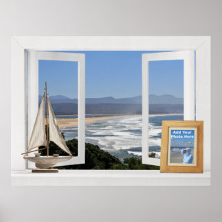 By the Ocean -- Customizable Open Window View Poster