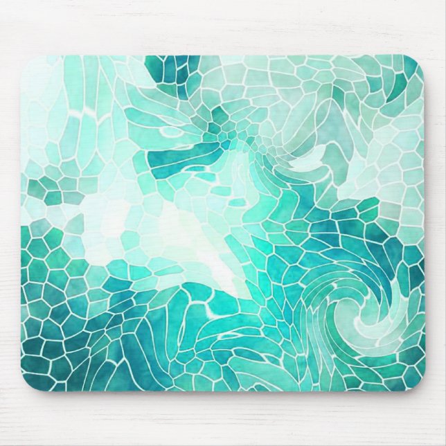 By the Sea, abstract mosaic print. Mouse Mat (Front)