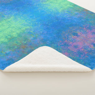 By the Sea Alcohol Ink, Abstract Acrylic Pour Sherpa Blanket