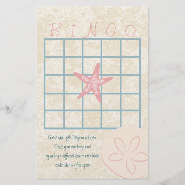 By the Sea Bingo (Front)