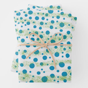 By the Sea Blue and Green Abstract Design Wrapping Paper Sheet
