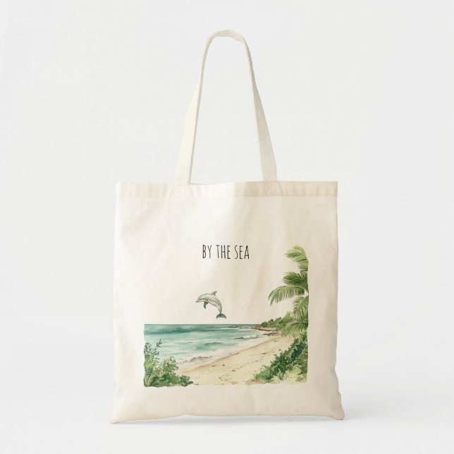 By the sea dolphin tote bag (Front)