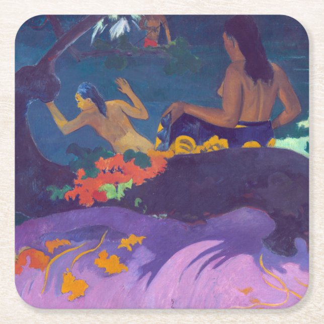By the Sea, Gauguin Square Paper Coaster (Front)