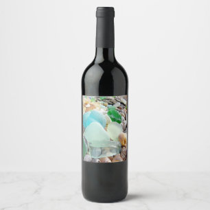 By the Sea Glass Shels Wine Label