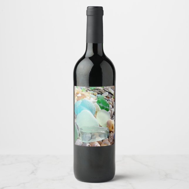 By the Sea Glass Shels Wine Label (Front)