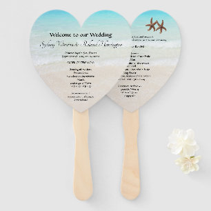 By the Sea Heart-Shaped Wedding Fan Program