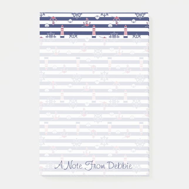 By The Sea Pattern | Add Your Name Post-it Notes (Front)