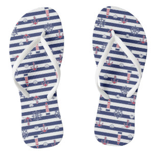 By The Sea Pattern Flip Flops