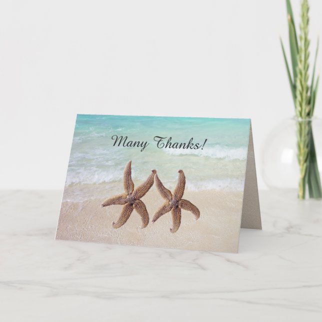 By the Sea Starfish Wedding Many Thanks Thank You Card (Front)
